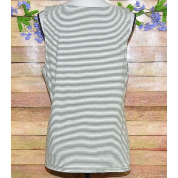 J. Jill Ladies Green Striped Perfect V-Neck Tank Top Size XL Sleeveless Lounging - Picture 4 of 8